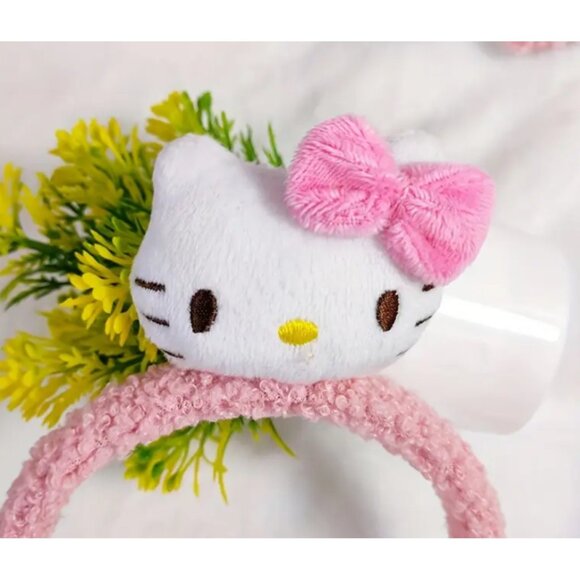 Hello Kitty Pink Plush Headband Cartoon Hair Accessory Face Washing Everday Wear - Picture 3 of 3